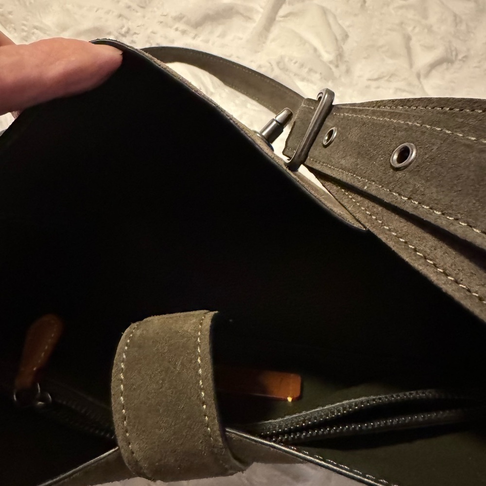 Coach Dark Army Green Suede Hadley Bag - Picture 4 of 4